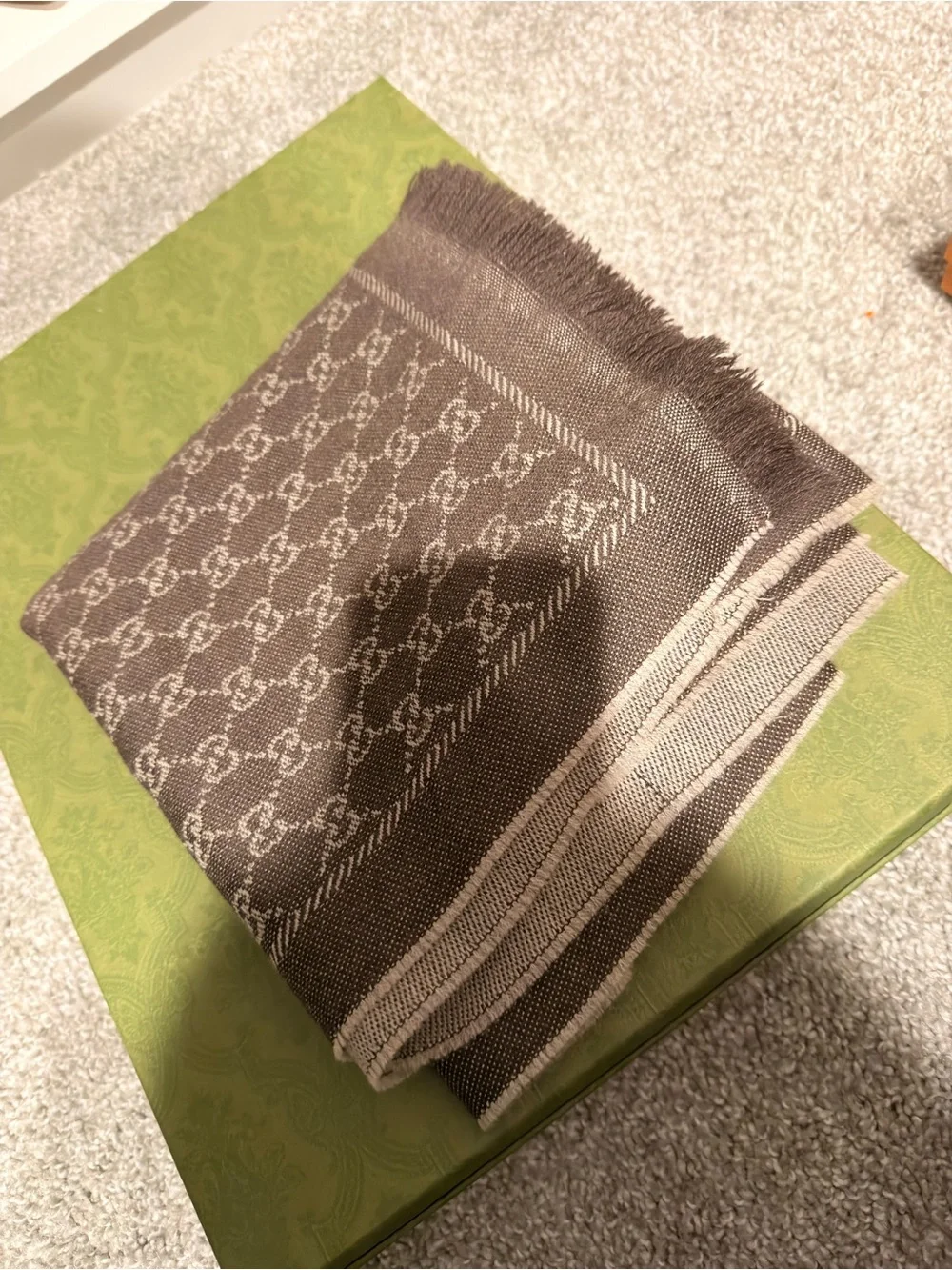 Gucci Brown and Cream Interlocking GG Monogram Scarf
